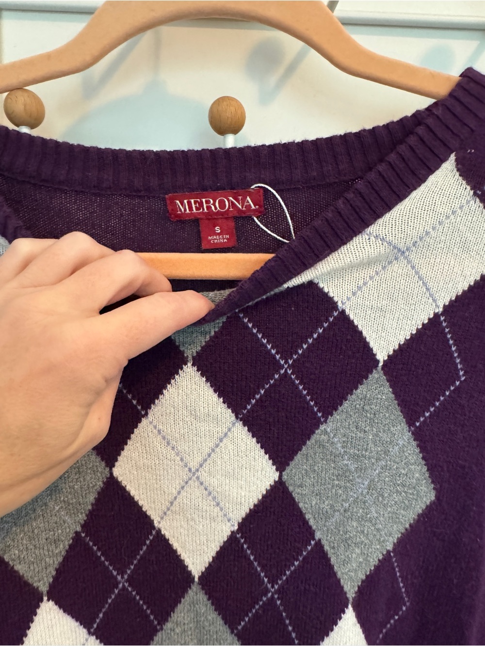 Merona Purple Argyle Knit Sweater